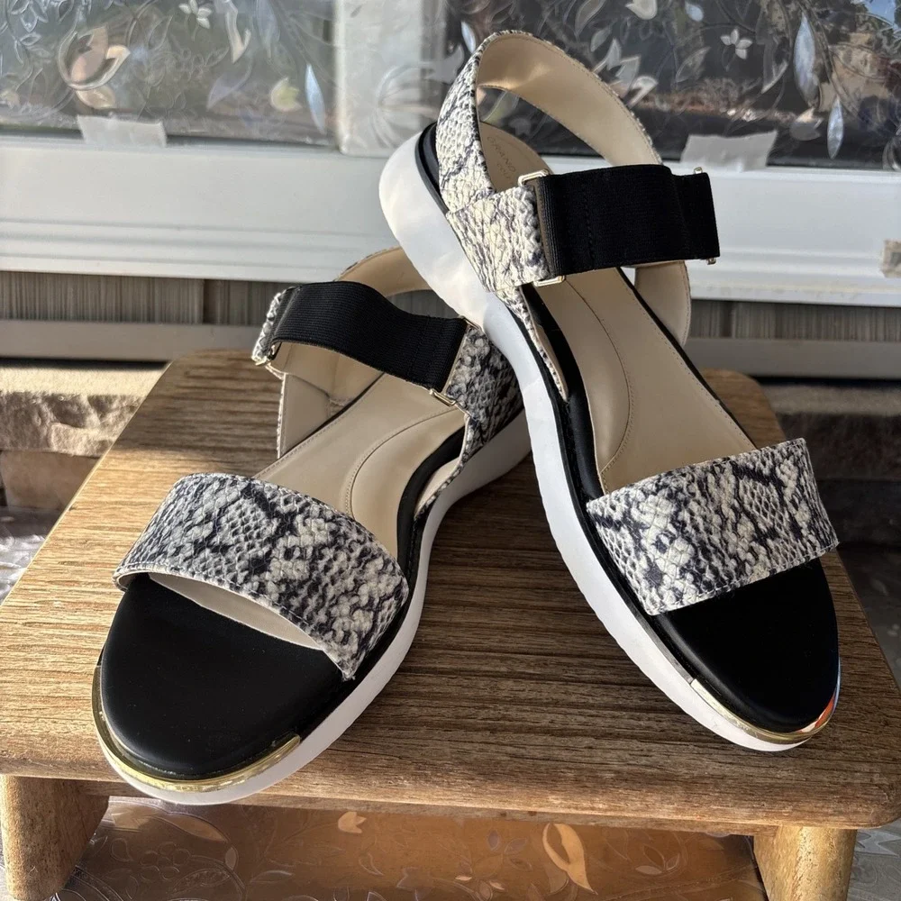 Cole Haan Sandals Women sz 9 B snakeskin Black Grand Ambition W21893